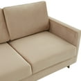 thumbnail image 4 of LeisureMod Lincoln 83" Modern Velvet Upholstered Sofa Couch, Luxury Comfortable 3-Seat Sofa with Gold Metal Steel Frame, Seating Set for Indoor Living Room, Lounge & Office, Beige, 4 of 7