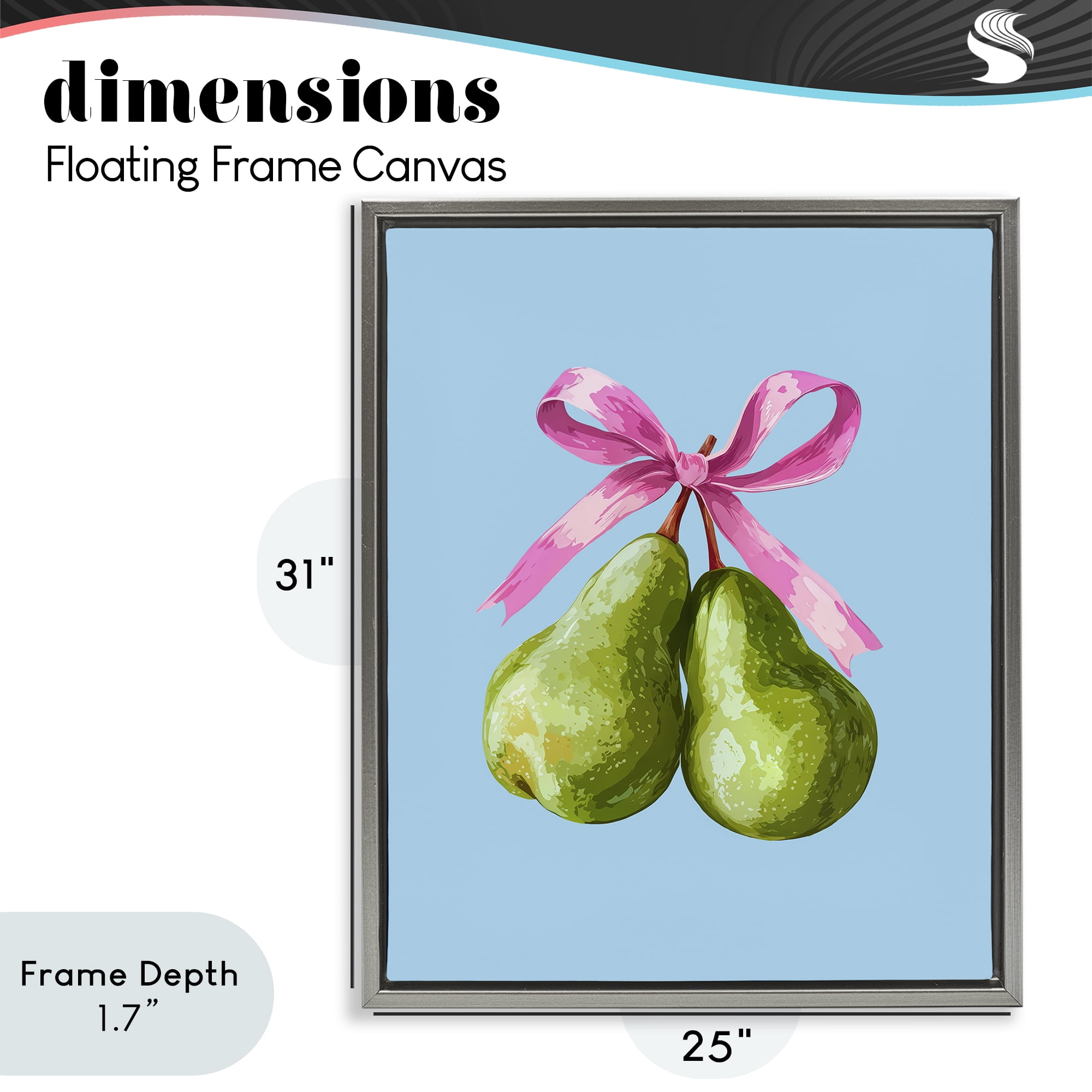 Stupell Industries Twin Pears with Ribbon Gray Framed Floater Canvas Wall Art, design by Imagine It Images