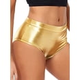 thumbnail image 3 of Zaldita Women Shiny Metallic Panties Briefs Thong Bikini Bottoms Ballet Dance Bottom Shorts Gold M, 3 of 5