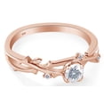 thumbnail image 4 of 1/2 Carat Center Round Cut Moissanite Lab Created Diamond Twisted Leaf Solitaire Engagement Promise Ring In 14K Rose Gold Over Sterling Silver(0.55 Cttw)-9.5, 4 of 6