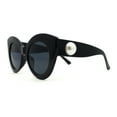thumbnail image 3 of Womens Thick Plastic Large Pearl Jewel Trim Cat Eye Sunglasses All Black, 3 of 4