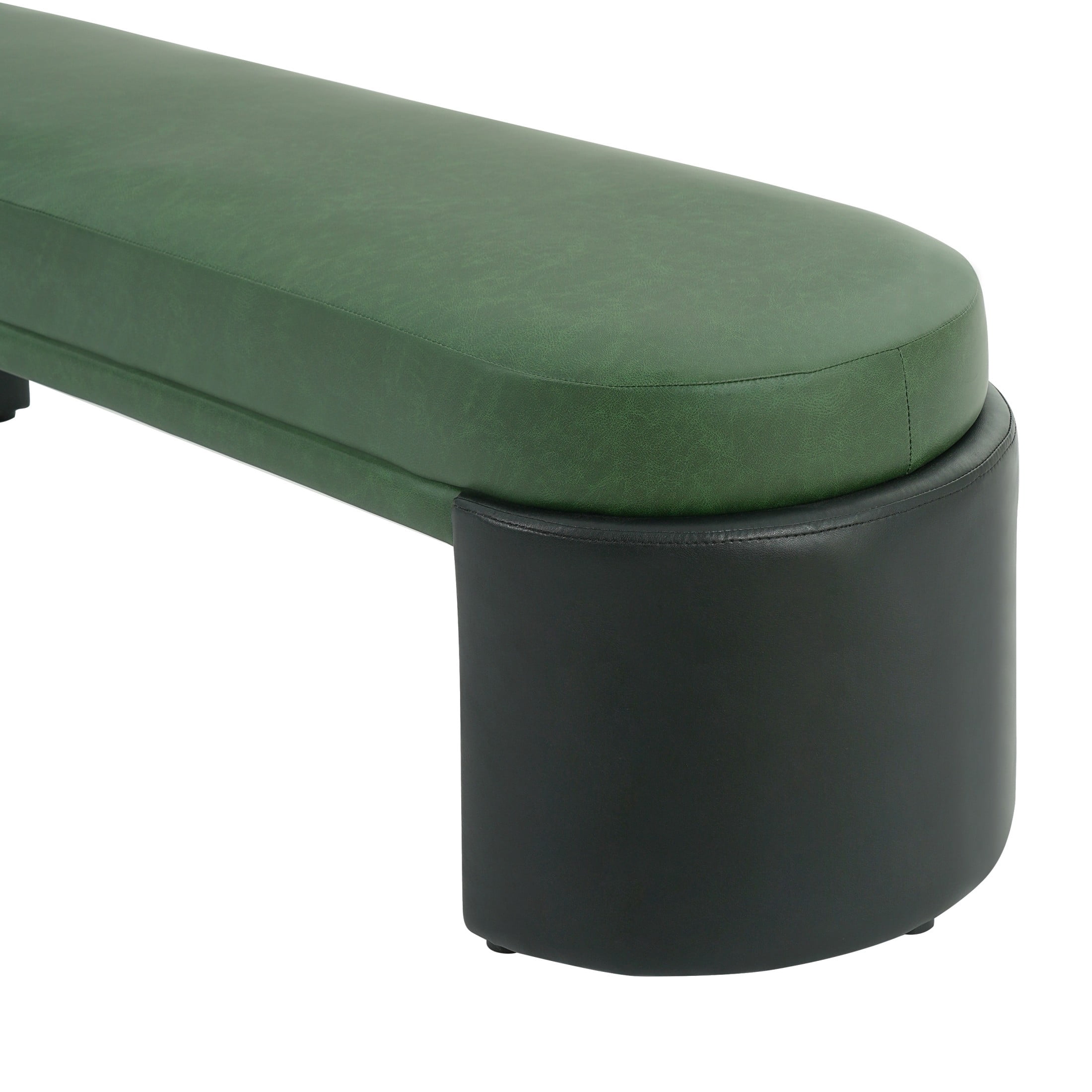 Christopher Knight Home 62.8" Modern PU Leather Upholstered Ottoman Bench with Legs, Green+Black