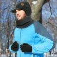 thumbnail image 6 of KOITHOT 3 Pcs Winter Beanie Hat with Brim and Ear Flaps Knitted Line Neck Warmer Touchscreen Gloves Set for Men Slate Gray, 6 of 6