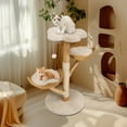 thumbnail image 6 of BingoPaw Wood Cat Climbing Tree Activity Tower with Plush Cushion Sisal Scratching Post for Multiple Cats, 6 of 12