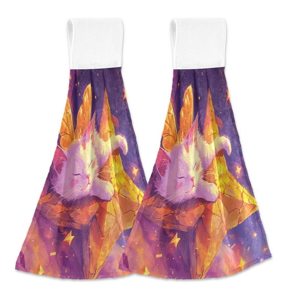 BZSMCE Hanging Hand Towels Fashion Starlit Slumber Pattern 2-Pack - Velcro Style Bathroom Kitchen Towels