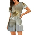 thumbnail image 1 of Easygdp Elegant Ivory Flower Camisón de manga corta para mujer, informal, estampado, 1 of 6