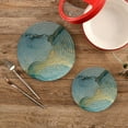 thumbnail image 2 of SKYSONIC Shiny Golden Fluid Pot Holders Trivets, 2 Pcs Heat Resistant Trivets,Marble Blue Pretty Cotton Thread Weave Mats for Hot Pads Pans Pot Bowl Teapot for Kitchen Decor, 2 of 7