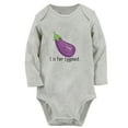 thumbnail image 2 of iDzn E is For Eggplant Funny Rompers, Newborn Baby Unisex Bodysuits, Infant Jumpsuits, Toddler Kids Long Sleeve Oufits (Gray, 0-6 Months), 2 of 5