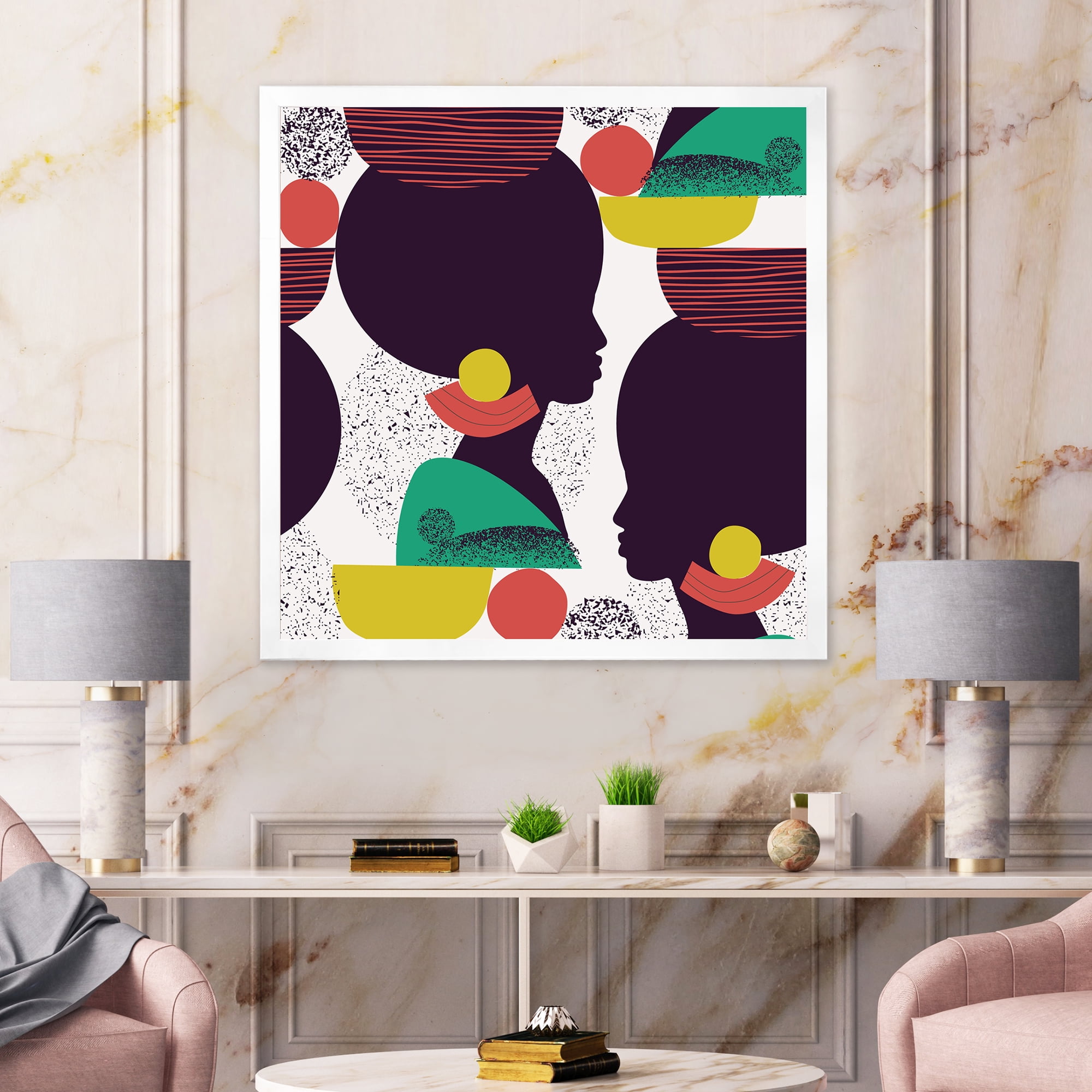 Designart 'Ethnic Geometric Silhouette of African American III' Modern Framed Art Print