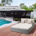 thumbnail image 2 of Outsunny Outdoor Rattan Double Lounge, 2-Person Wicker Daybed, Beige, 2 of 10