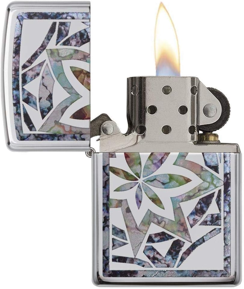 Zippo Lighter - Personalized Customize Message Engrave on Backside for Chrome Fusion Leaf Art #29727