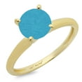 thumbnail image 2 of 0.5 ct Round Cut Simulated Turquoise Solitaire 18K Yellow Gold Womens Engagement Ring, 2 of 4