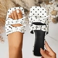 thumbnail image 2 of hoksml Women Square Open Toe Slide Sandals, Polka Dot Upper Multi Knotted Strap Slip On Flat Sandals, 2 of 9