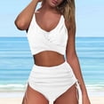 thumbnail image 2 of Tungbrin High Waisted Bikini Sets for Women 2 Piece Cross Front Wirefree Padded Tankini Swim Suits with Side Drawstring Bikini, 2 of 5