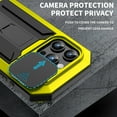 thumbnail image 4 of Allytech Rugged Case for iPhone 15 Pro with Screen Protector & Camera Lens Sliding Cover, Anti-Drop Dustproof Hidden Kickstand Heavy Duty Triple-Layer Protection Shell, Yellow, 4 of 7