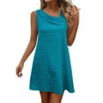 thumbnail image 1 of adviicd Robe pour Femmes 2024 Robe Décontractée Ample Unie Maxi Robe d'Été Sans Manches Smockée pour la Plage Bleue,S, 1 of 5