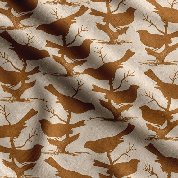 Soimoi Bird With Leaves Print,Cotton Cambric, Quilting Fabric Sold by The Yard 42 Inch Wide, Medium Weight Cotton Fabric, SewingSupplies, Orange