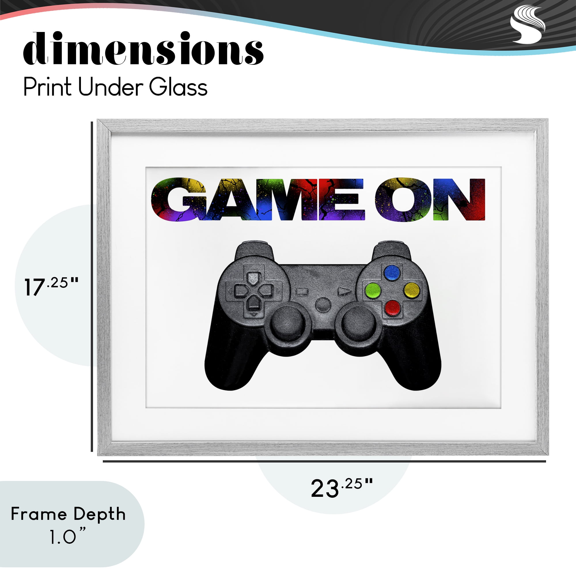 Stupell Industries Controller Game On Splatter Gray Framed Print Under Glass, design by Marcus Prime