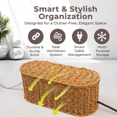 thumbnail image 4 of hltjsuv Cable Management   Handmade Rattan Cable Organizer  2 Open Slots Cords Hider   Under Desk Cord Organizer for Computer Router USB Hub &amp; Power Strip  Patent Pending  13&#34; x 5, 4 of 9