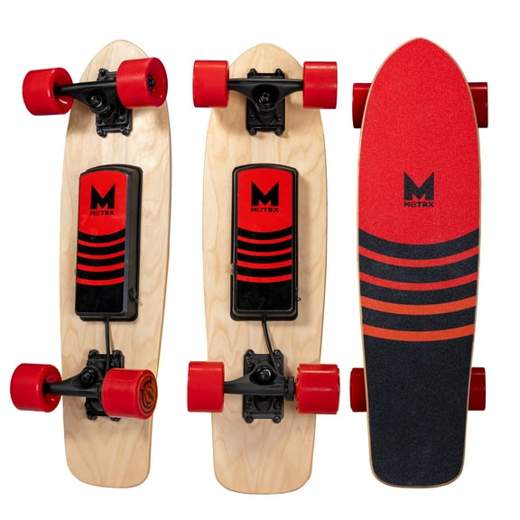 M8TRX EB100 Electric Skateboard, Gravity Sensor Riding, 300 Watt, 28" Deck, 10 MPH, Red