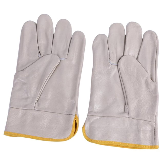 Guantes de soldadura de cuero - Resistentes al calor/fuego para jardinería, horno, parrilla, beige Sharpla Guantes de soldadura protectora