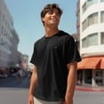 thumbnail image 5 of Dalix Lil Smile Heavyweight Pigment Dye Tee Short Sleeve Cotton Shirt Mens in Black XS X-Small, 5 of 5