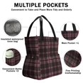 thumbnail image 3 of Maroon and Pink Checkered Pattern Drawstring Insulated Lunch Bag for Women, Stain-Resistant Large Lunch Tote with Multi-Pockets for Work Office, 3 of 6