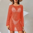 thumbnail image 2 of Taqqpue Swimsuit Cover Up for Women Crochet Bathing Suit Summer Swimwear Long Sleeve V Neck Mesh Knit Beach Dress Vacation Outfits, 2 of 8