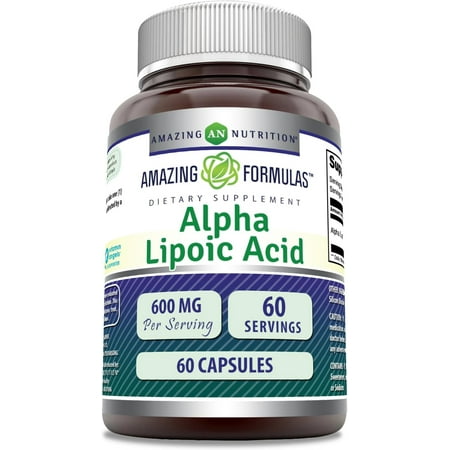 Amazing Formulas Alpha Lipoic Acid 600mg 60 Capsules Supplement | Non-GMO | Gluten Free | Made in USA