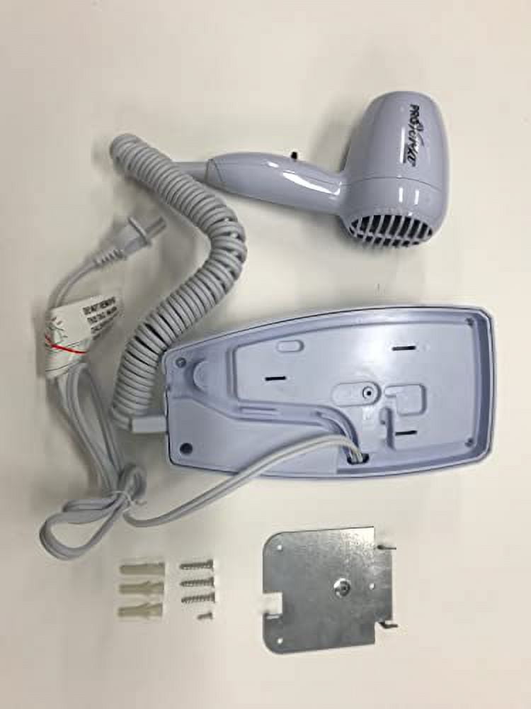 Jerdon 1600W Wall Mount Hair Dryer, 2 Speeds, 2 Heat Settings, LED Night Light, White, Plug in-Model JWM8C