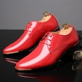 thumbnail image 5 of HBFAGFB Chaussures pour Hommes Style Pointu Classique Affaires Décontractées Chaussures en Cuir à Lacets pour Hommes Rouge Taille 43, 5 of 5