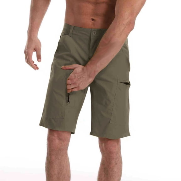 NTACZA Men Shorts Breathable Board Cargo Khaki Shorts Mens Zipper Outdoors Flat Front Hiking Shorts L