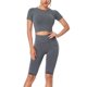 thumbnail image 3 of Gibobby Conjunto de pantalones de yoga Conjunto de 3 piezas de yoga Moda Sexy Correr al libre Ropa deportiva desnuda Ropa deportiva de secado rápido ajustada(Gris oscuro,M), 3 of 4
