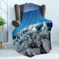 thumbnail image 4 of Ice Berg Soft Flannel Fleece Blanket, Glacier Elements Floating in a Lagoon in Iceland Global Warming Effect, Cozy Plush for Indoor and Outdoor Use, 60" x 80", Azure Blue Multicolor, by Ambesonne, 4 of 5