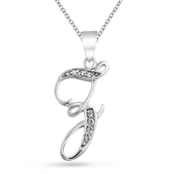 Bling Jewelry - 925 Silver CZ Cursive Initial Letter Z Alphabet ...
