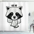 thumbnail image 1 of Ambesonne Hug Shower Curtain, Raccoon with Hug Me Words, 69"Wx84"L, Charcoal Grey and White, 1 of 3