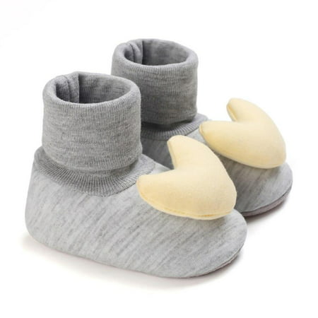 

Newborn Girls Boys Shoes Baby Girls Cozy Booties Infant Newborn Socks Boot Winter Crib Shoes Toddler Non-Slip Soft Sole First Walkers with Heart Pattern 0-18m