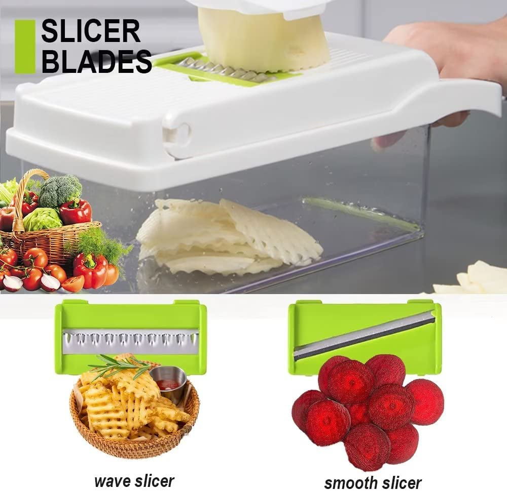 Onion Chopper Mutilfunctional Vegetable Chopper Dicer Slicer Cutter French  Fry Cutter Food Chopper with Container Blades