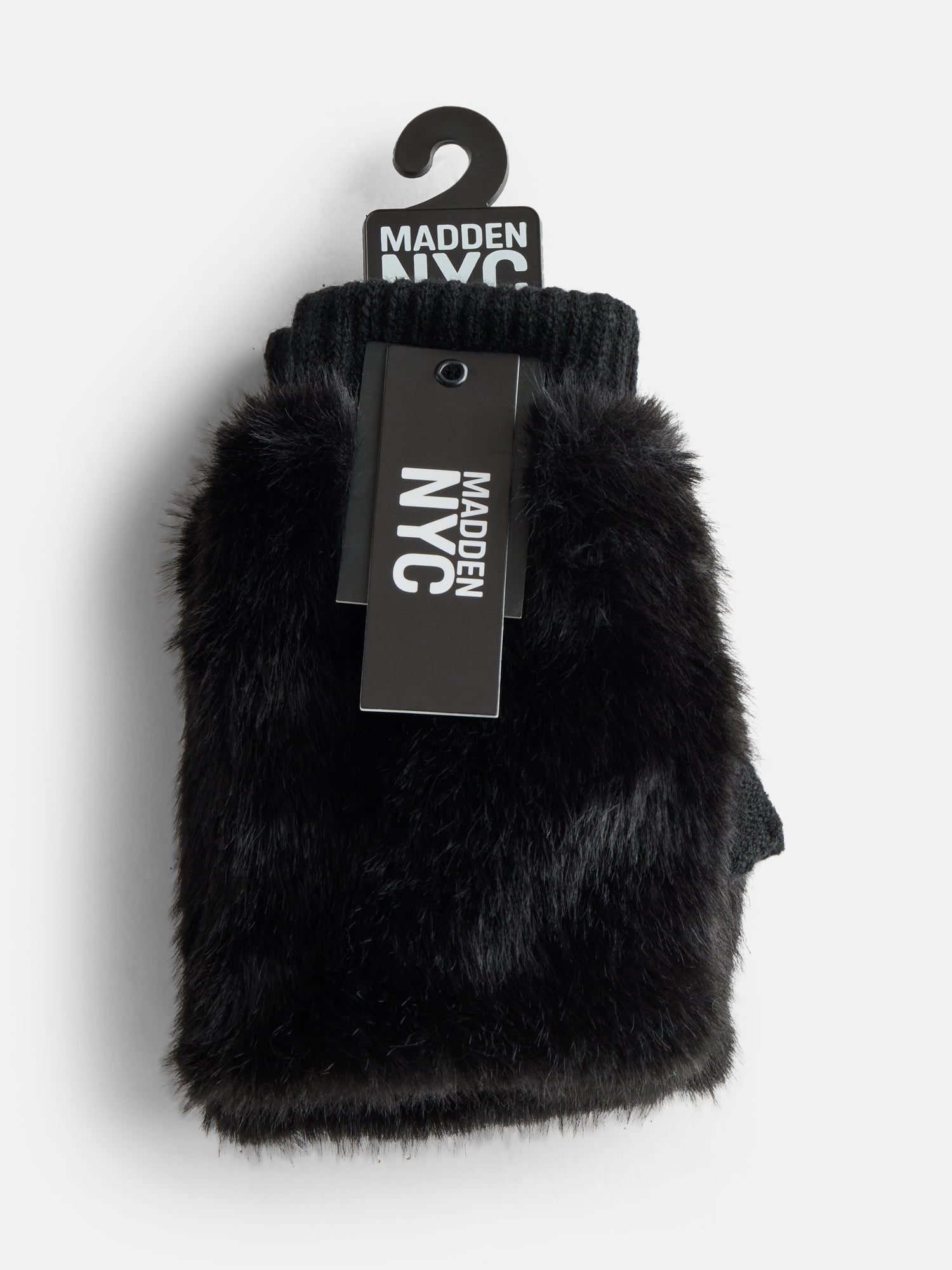 MNYC Women's Faux Fur Gloves, Black