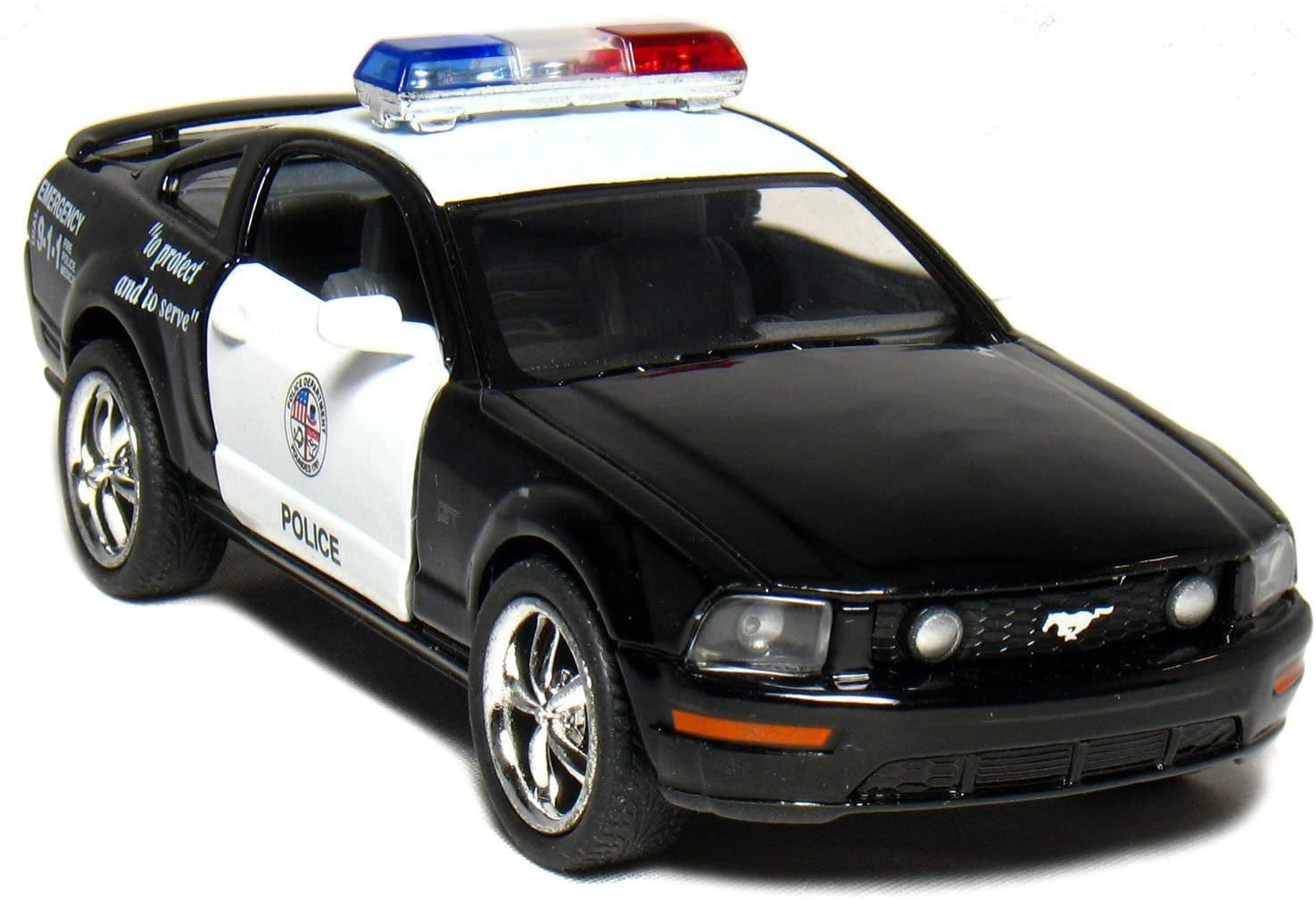 2006 Ford Mustang GT Police 5" Diecast 1:38 Pull Back Kinsmart Toy Black/White 