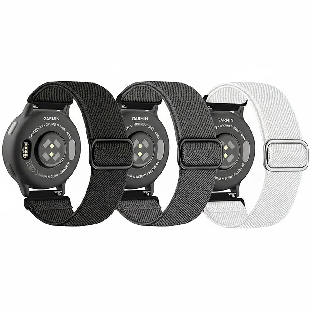Garmin Forerunner 165 Smart Sport Watch, Mist Gray + Whitestone 010-02863-21 Bundle with Deco Essentials 3x Nylon Elastic Bands, 3x Silicone Dust Cover and 2x Screen Protector