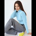 thumbnail image 4 of Suéteres Acanalados para Mujer, Lindos Suéteres de Punto de Cuello Alto, Ajustados y Cálidos Azul un Tamaño, 4 of 9