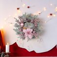 thumbnail image 4 of Christmas Pink Wreath Decor with Balls Artificial Plant Rattan Garland Christmas Rattan Hanging Ornament for New Year Home Decor, 4 of 5