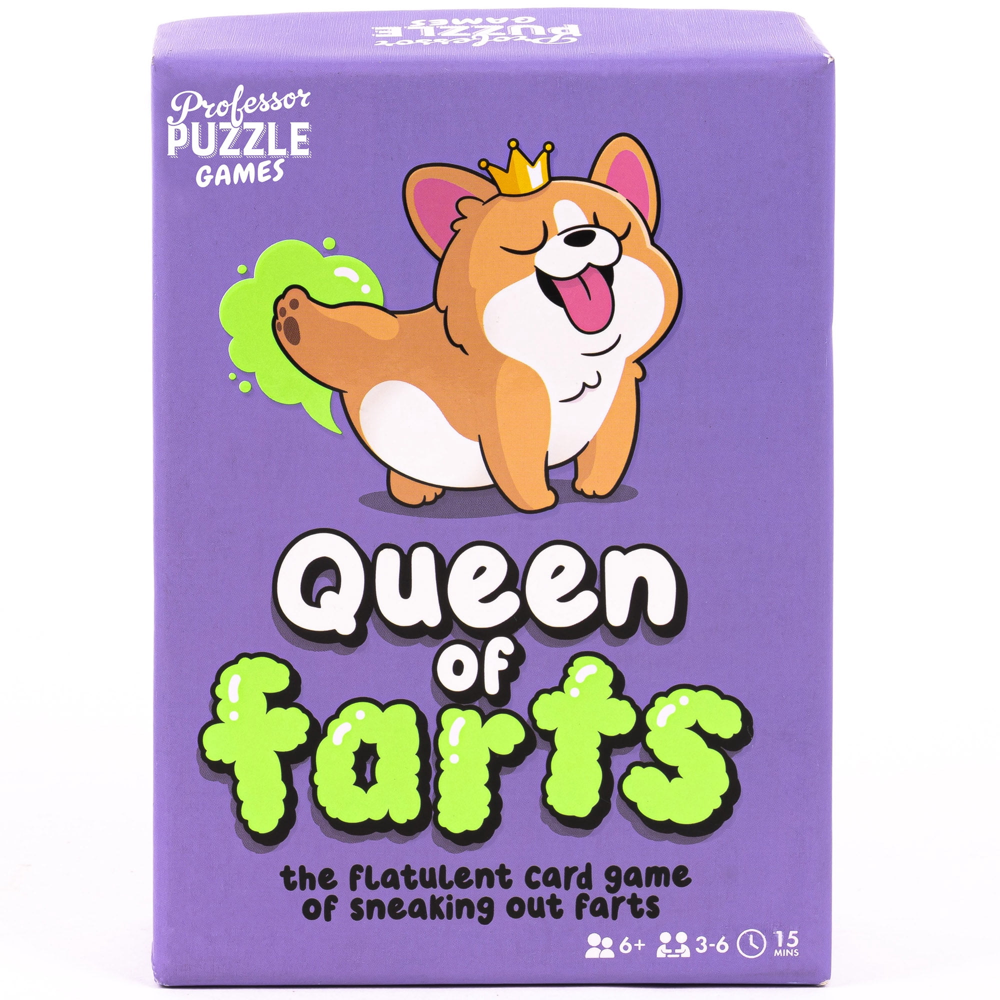 Professor Puzzle: Queen of Farts - Flatulent Animal Card Game, Pair Matching & Card Discarding, Gassy Fun Party Game, Family-Kids Ages 6+, 3-6 Players