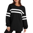 thumbnail image 2 of Womens Long Sleeve Shirts Color Block Casual Crewneck Tops Tshirt Basic Tee Fall Fashion Clothes Trendy Outfits 10-Black S, 2 of 4