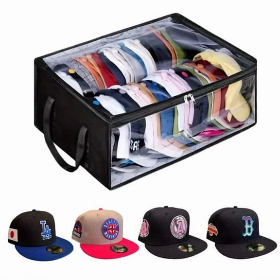 Hat Storage for Baseball Caps, Large Holds up to 40 Caps Wide Hat Organizer for Closet Snapback Holder, Black