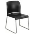 thumbnail image 3 of Emma + Oliver Home and Office Guest Chair Black Full Back Contoured Sled Base Stack Chair, 3 of 14