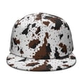 thumbnail image 2 of Black and White Cow Print Flat Brim Snapback Hat - Adjustable Farmhouse Vintage Baseball Cap for Men & Women - Country Style Animal Design Urban Streetwear, 2 of 6