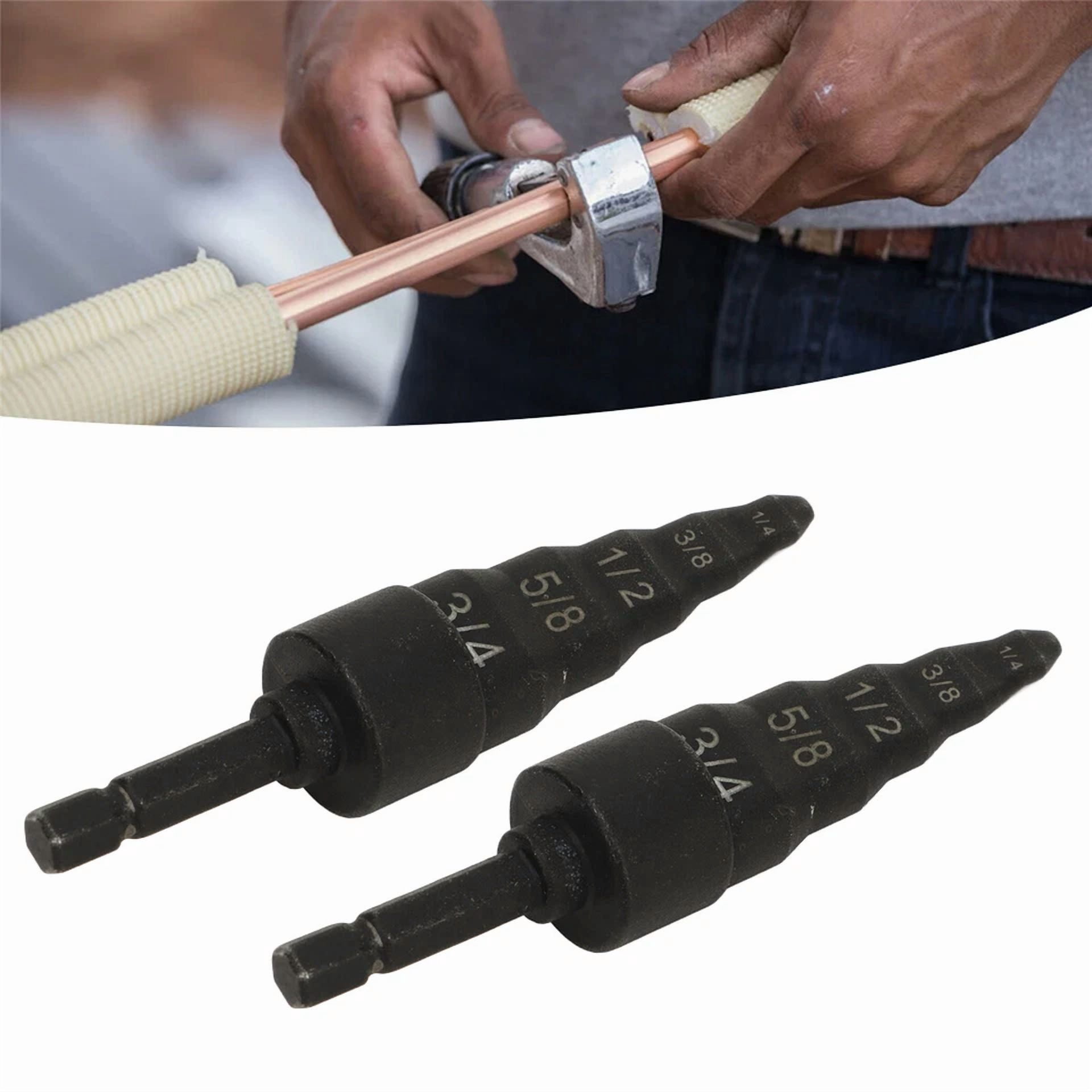 BUTTERFLY- 2Pcs Swaging Tool Hvac Ac Air Conditioner Copper Pipe Expander Drill Bit Flaring