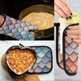 thumbnail image 5 of Yayeee Oven Mitts and Pot Holder Set of 4 Heat Resistant Kitchen Gloves Baking Hot Pad, Blue Art Pattern, 5 of 5